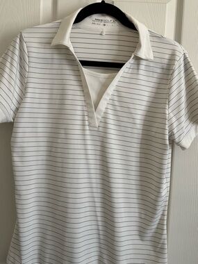 Nike White Polo with Thin Black Stripes